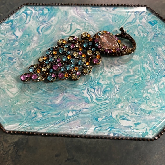 Neiman Marcus Peacock Turquoise Jewelry Box - Picture 1 of 6